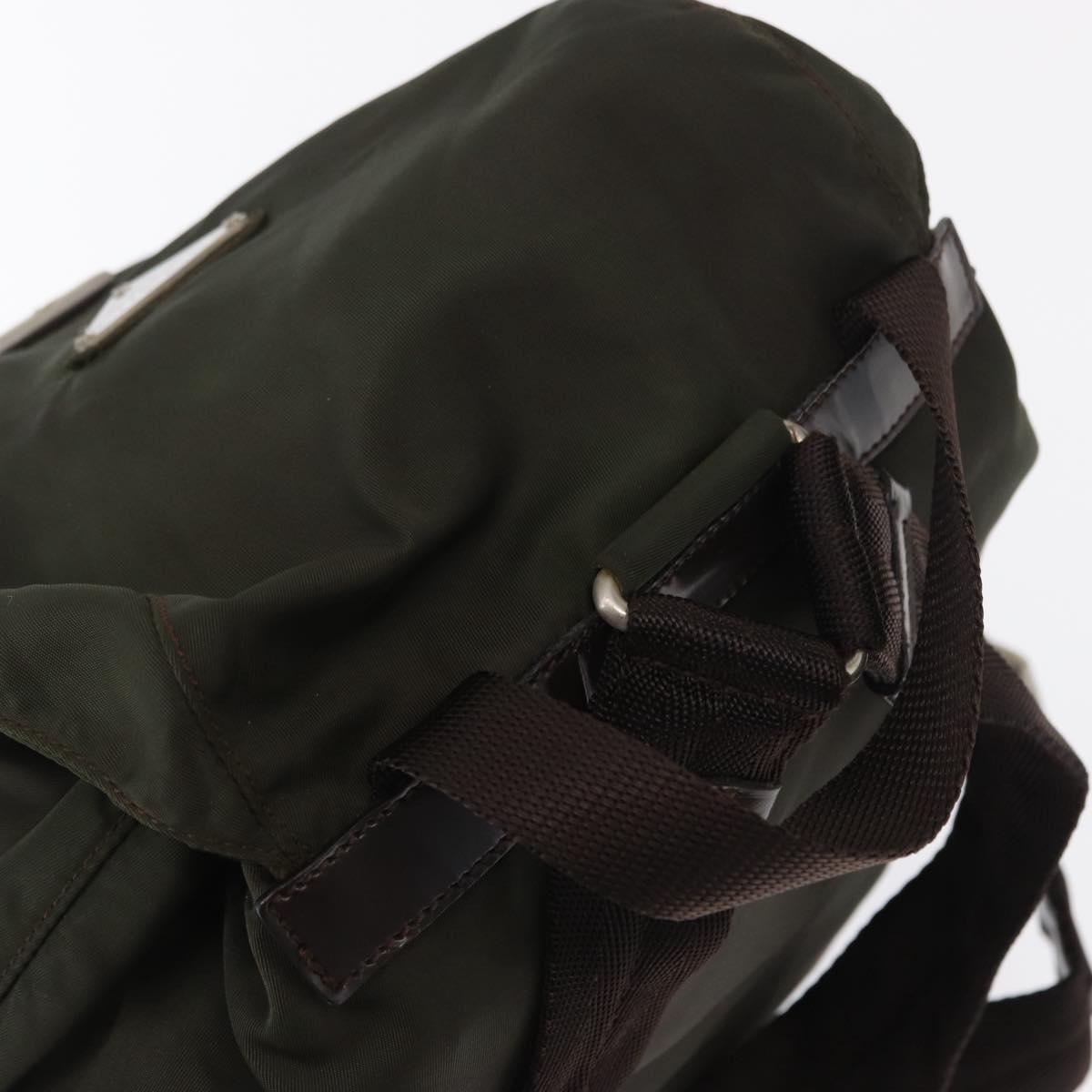 PRADA Backpack Nylon Khaki Silver Auth 166105