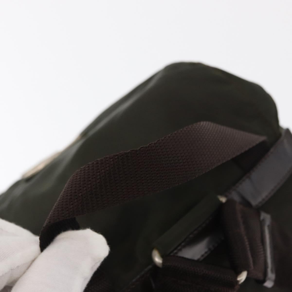 PRADA Backpack Nylon Khaki Silver Auth 166105