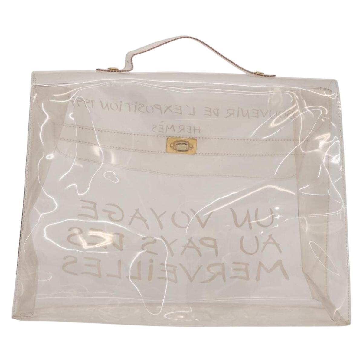 HERMES Vinyl Kelly Hand Bag Vinyl Clear Auth 166116