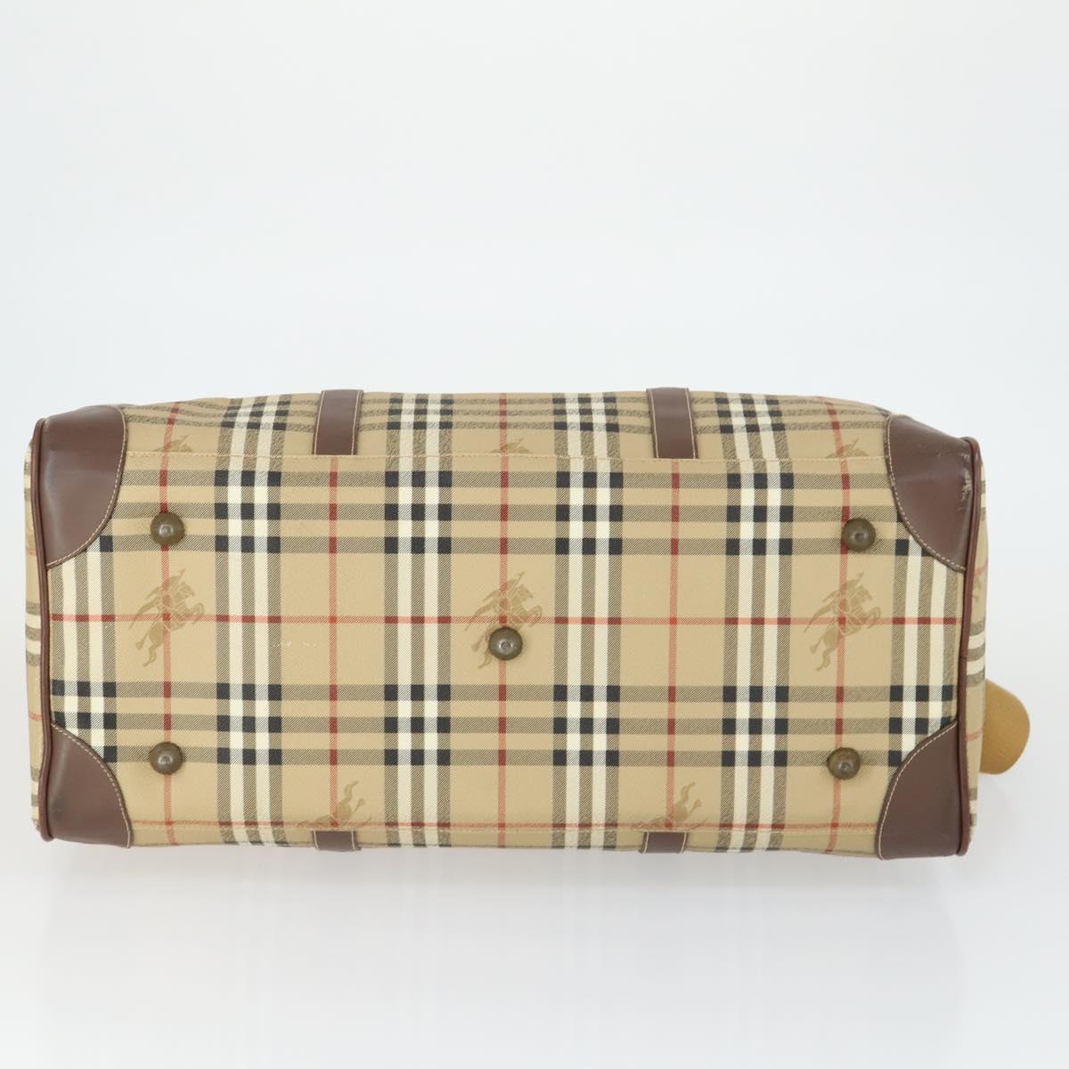 Burberrys Nova Check Boston Bag PVC Leather 2way Beige Auth 166121