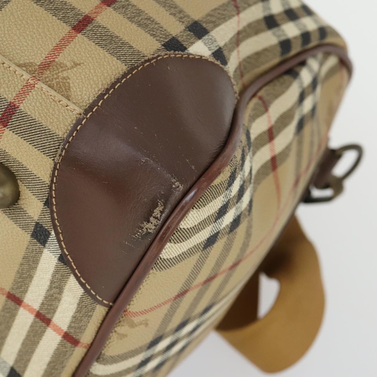 Burberrys Nova Check Boston Bag PVC Leather 2way Beige Auth 166121