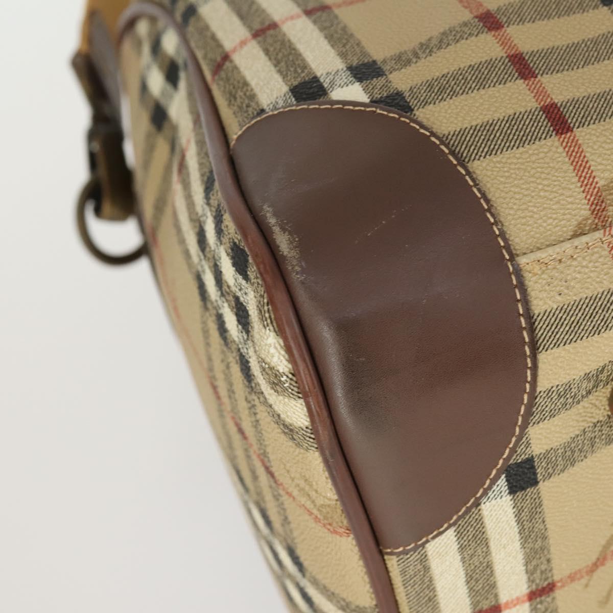 Burberrys Nova Check Boston Bag PVC Leather 2way Beige Auth 166121