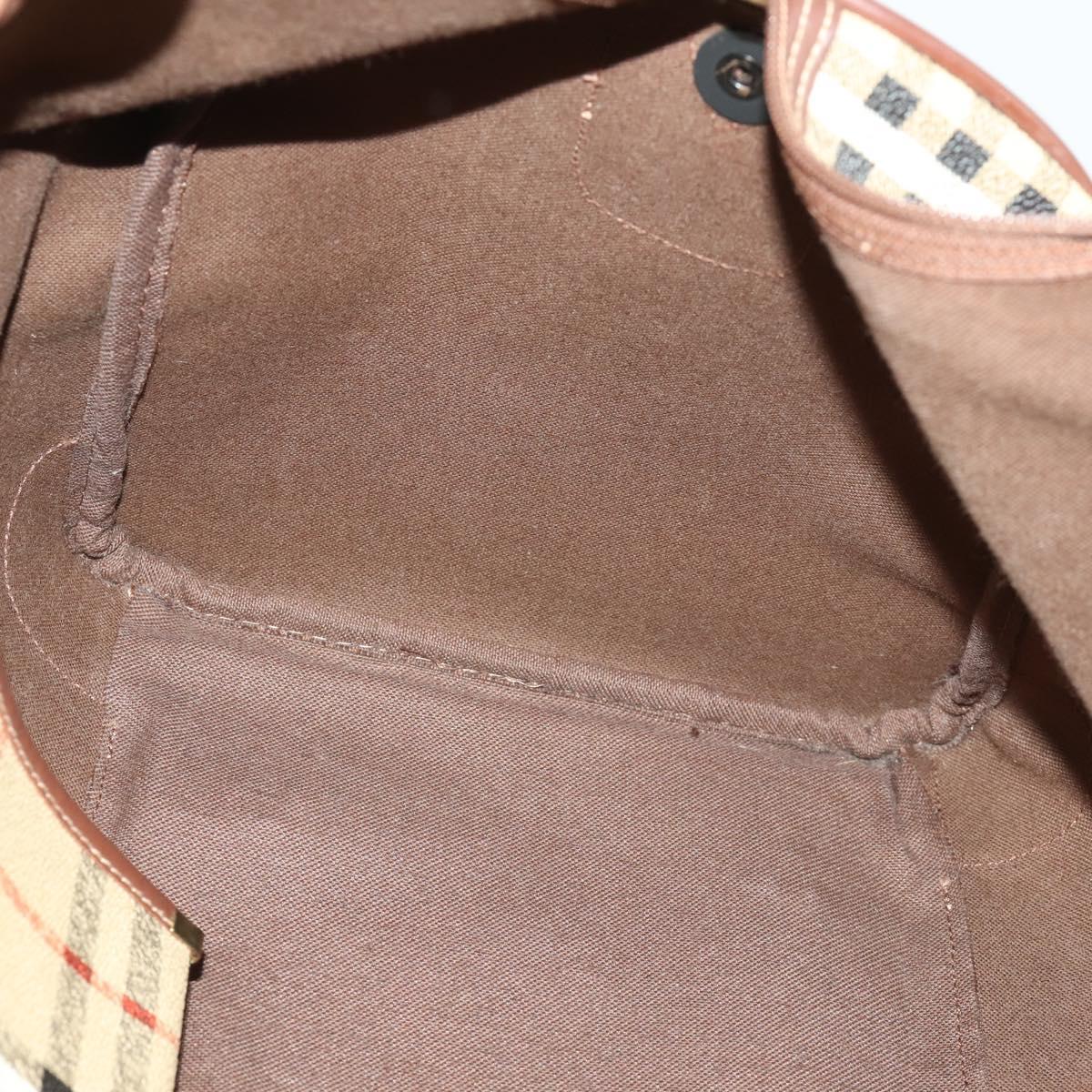 Burberrys Nova Check Boston Bag PVC Leather 2way Beige Auth 166121