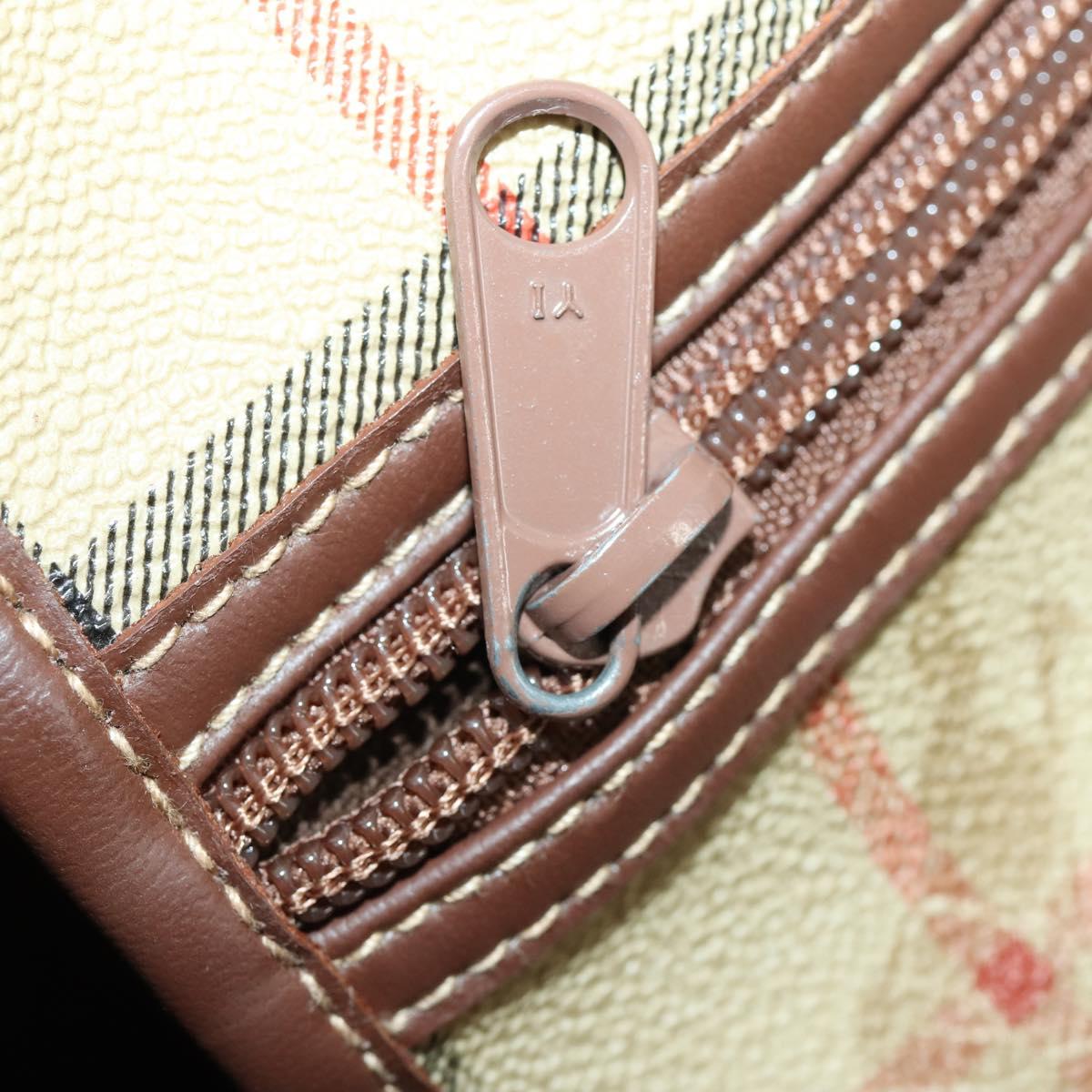 Burberrys Nova Check Boston Bag PVC Leather 2way Beige Auth 166121