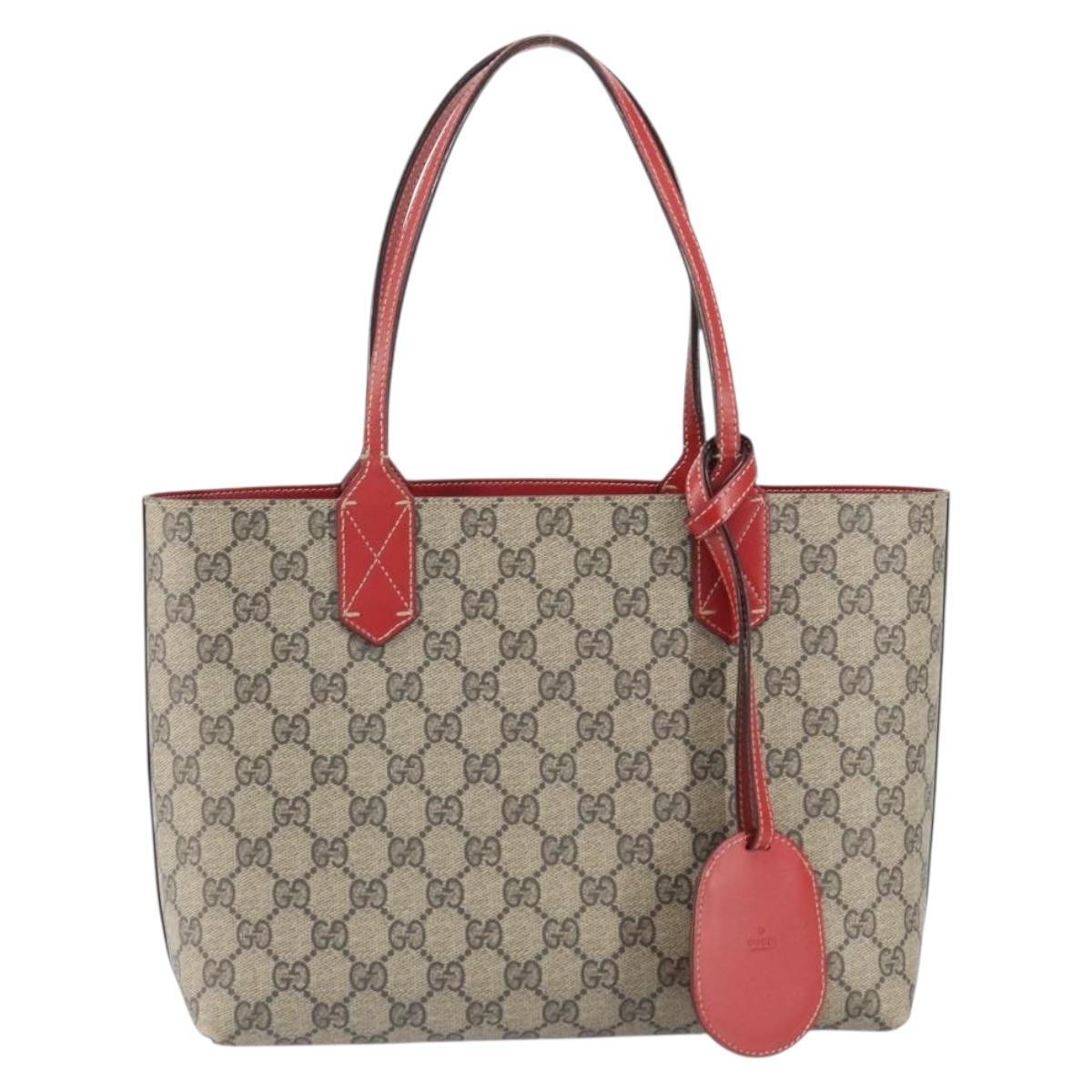 GUCCI GG Supreme Tote Bag PVC Beige 372613 Auth 166129
