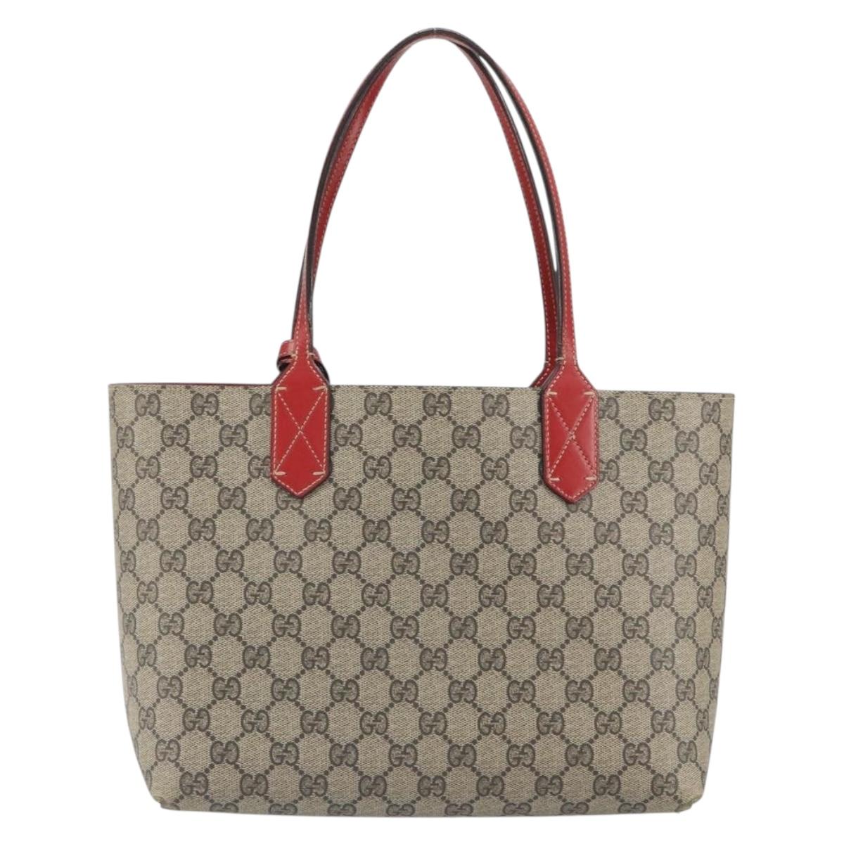GUCCI GG Supreme Tote Bag PVC Beige 372613 Auth 166129