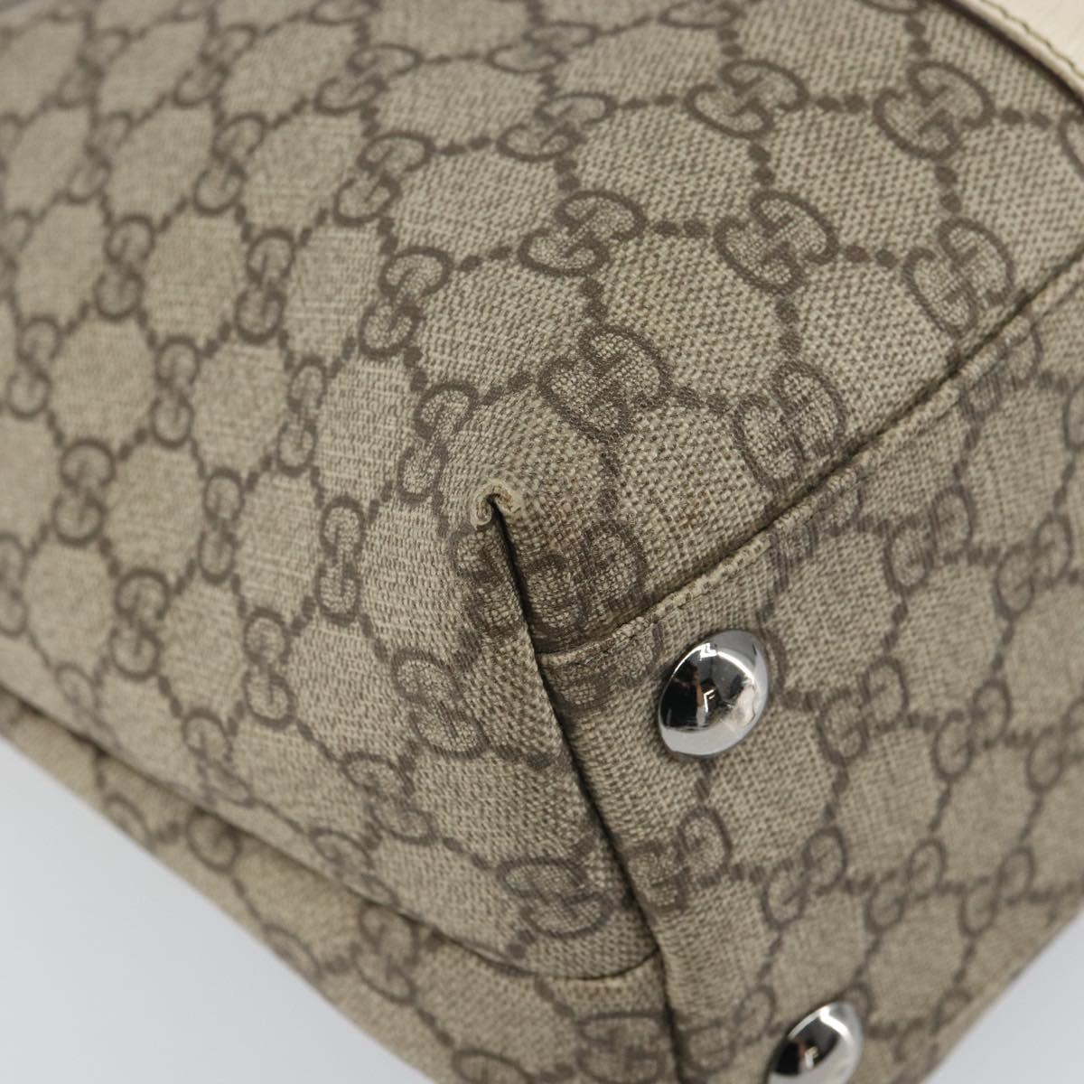 GUCCI GG Supreme Tote Bag PVC Beige Silver 114288 Auth 166134