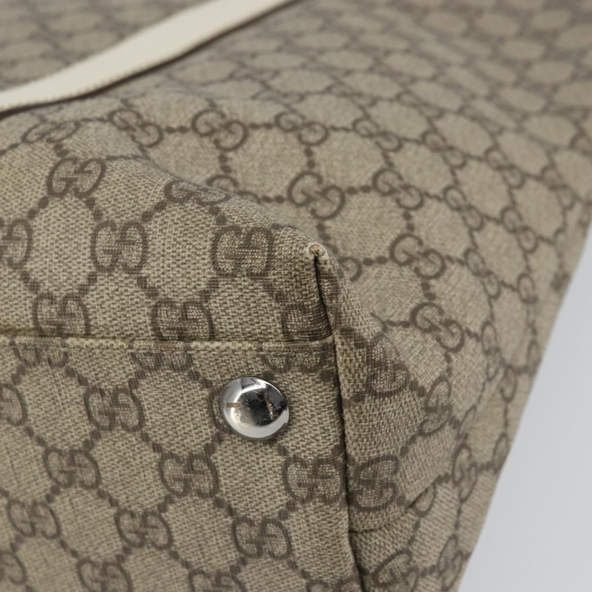 GUCCI GG Supreme Tote Bag PVC Beige Silver 114288 Auth 166134