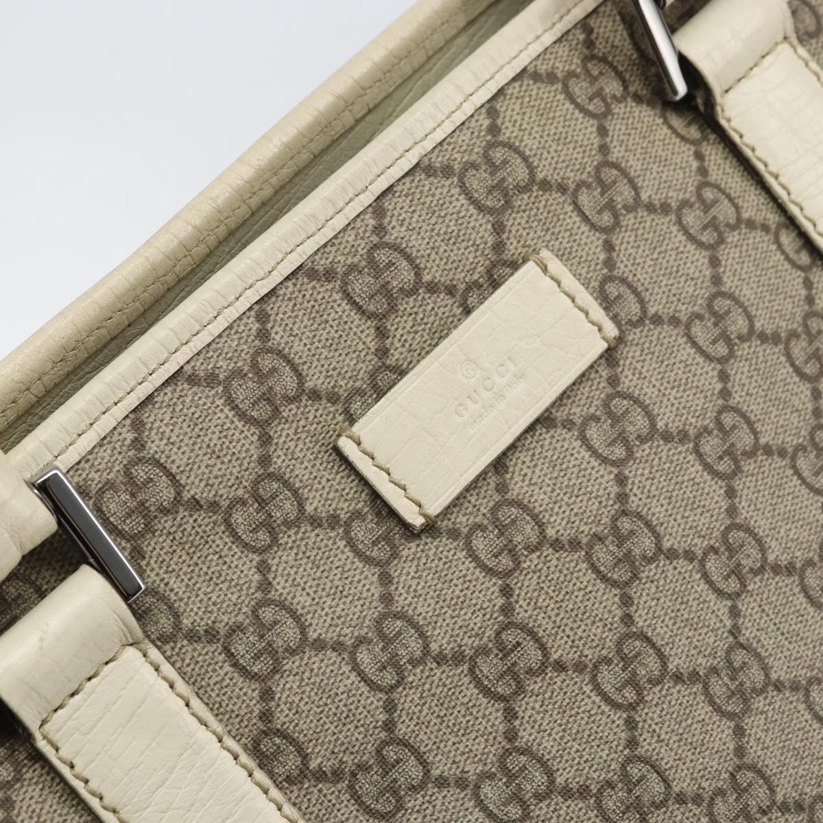 GUCCI GG Supreme Tote Bag PVC Beige Silver 114288 Auth 166134