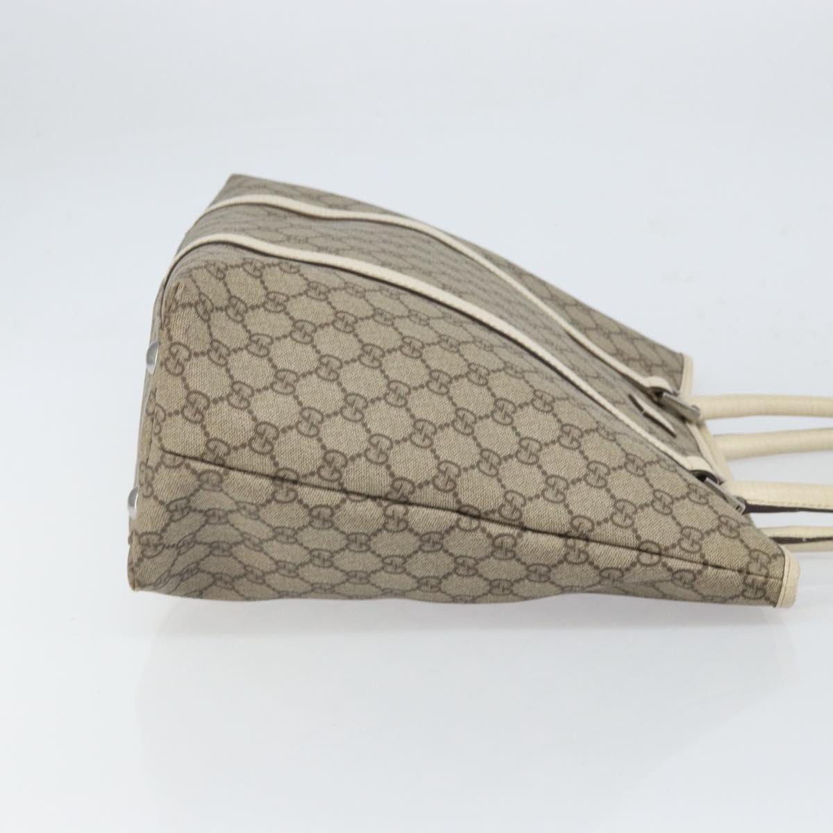 GUCCI GG Supreme Tote Bag PVC Beige Silver 114288 Auth 166134