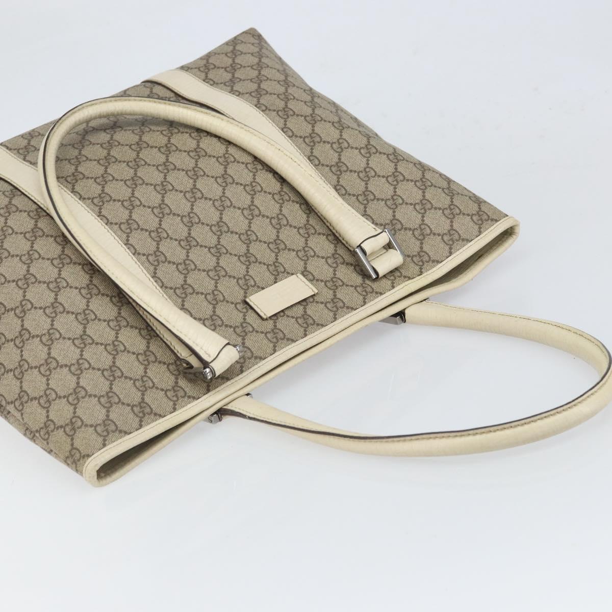 GUCCI GG Supreme Tote Bag PVC Beige Silver 114288 Auth 166134