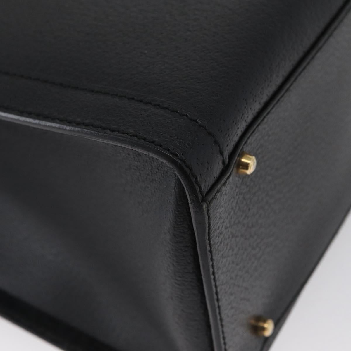 GUCCI Bamboo Hand Bag Leather 2way Black Gold 002 0260 Auth 166139