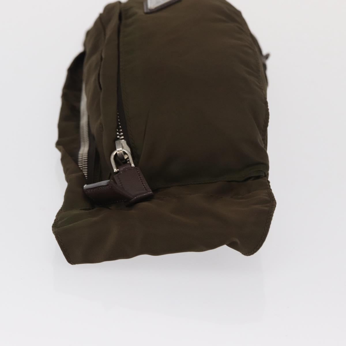 PRADA Waist bag Nylon Khaki Silver Auth 166167