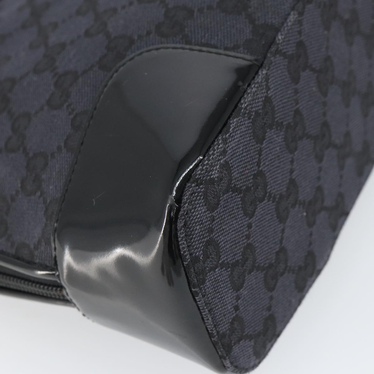 GUCCI GG Canvas Tote Bag Black Silver 002 1122 Auth 166168