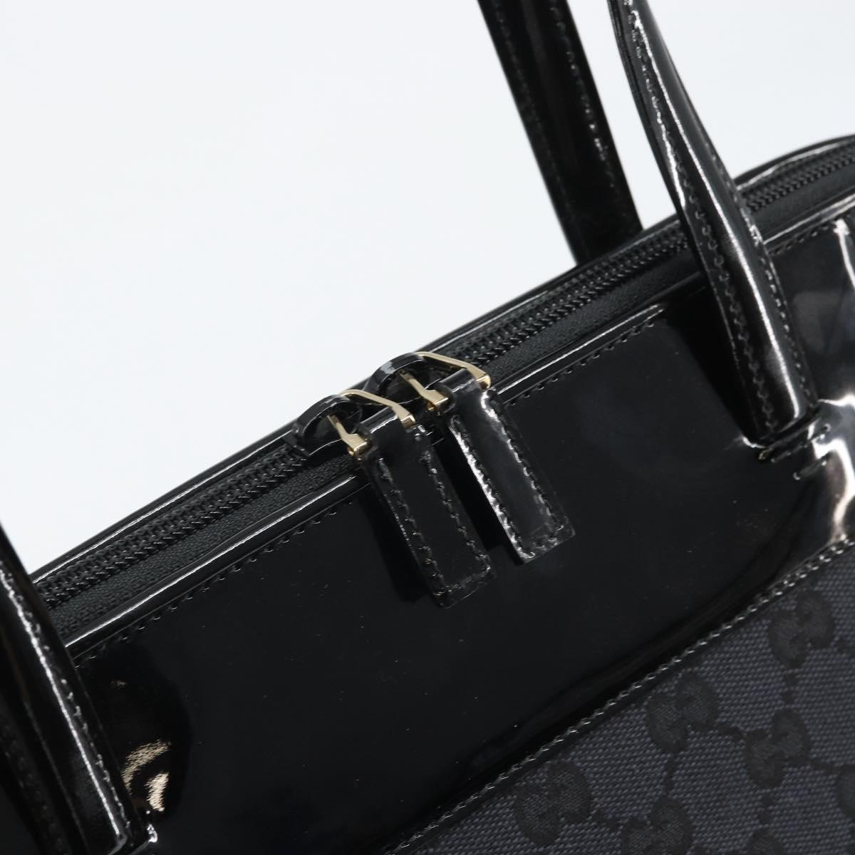 GUCCI GG Canvas Tote Bag Black Silver 002 1122 Auth 166168