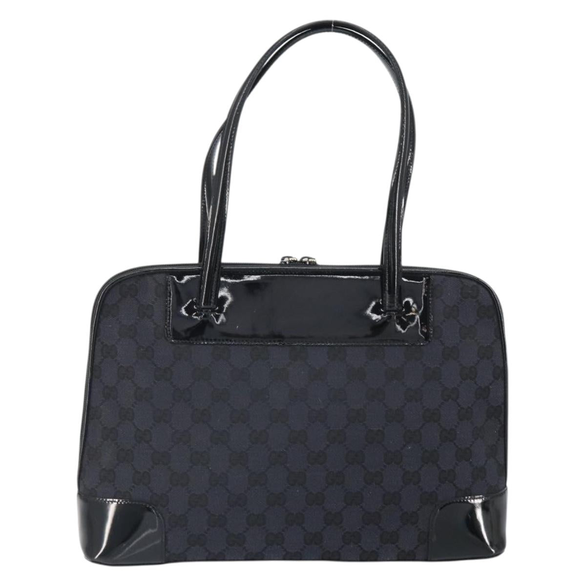 GUCCI GG Canvas Tote Bag Black Silver 002 1122 Auth 166168