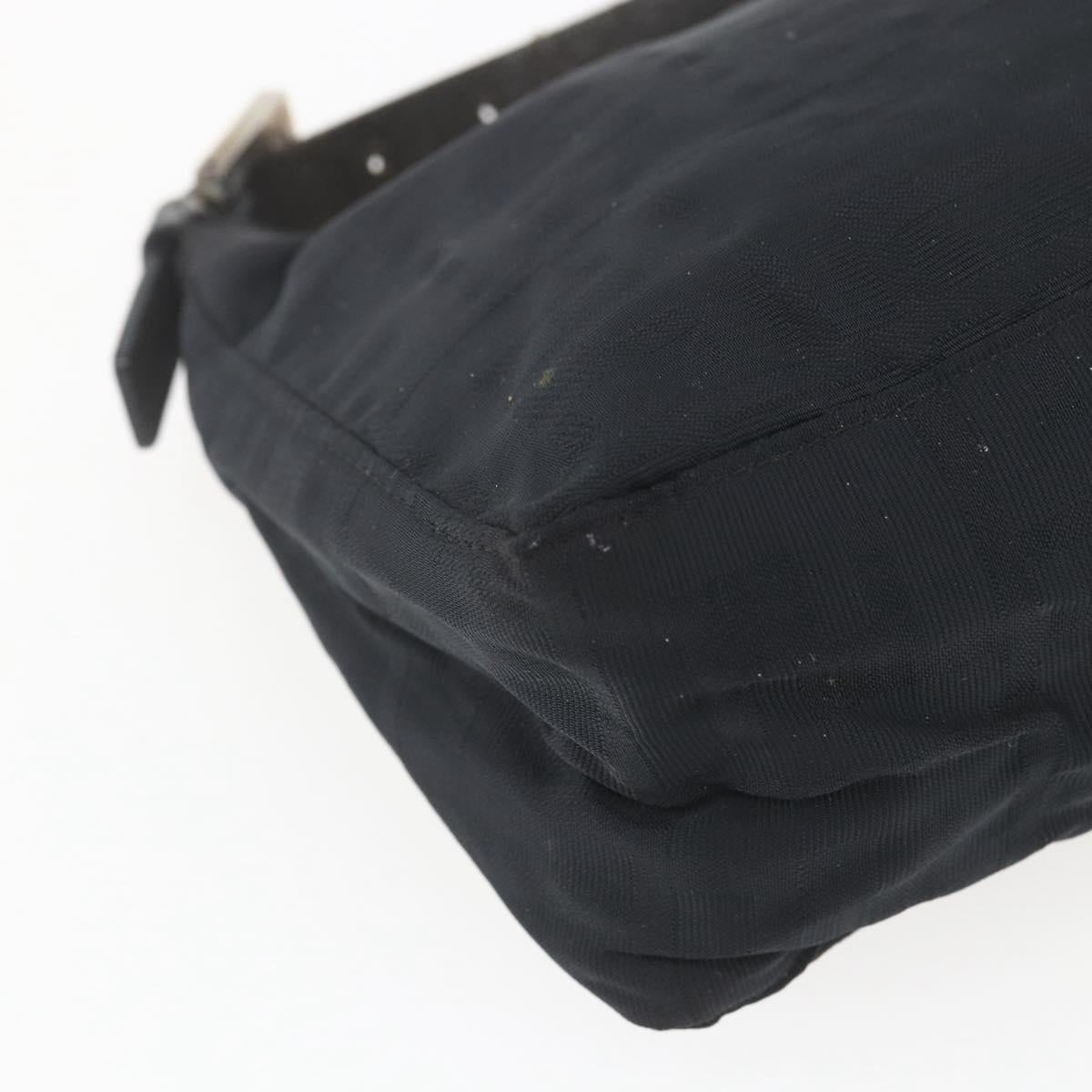 FENDI Zucca Canvas Hand Pouch Black Silver Auth 166172