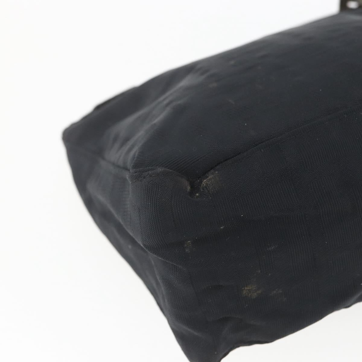 FENDI Zucca Canvas Hand Pouch Black Silver Auth 166172
