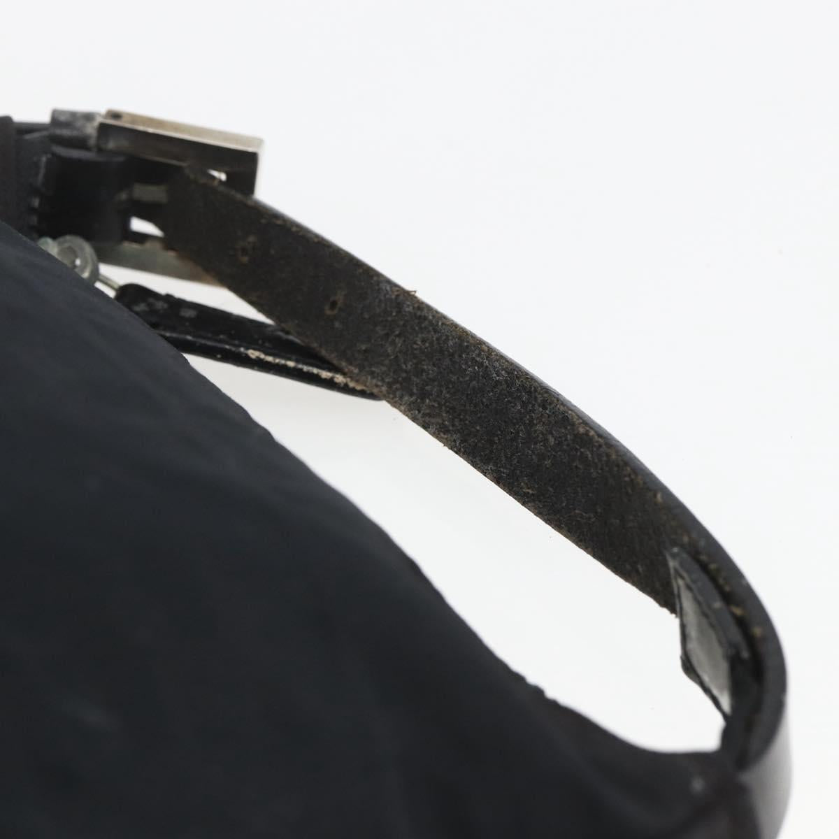 FENDI Zucca Canvas Hand Pouch Black Silver Auth 166172