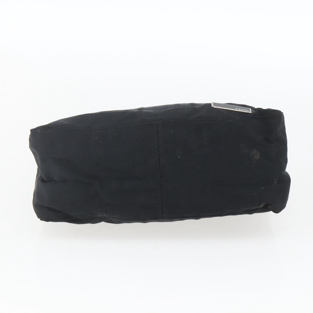 FENDI Zucca Canvas Hand Pouch Black Silver Auth 166172