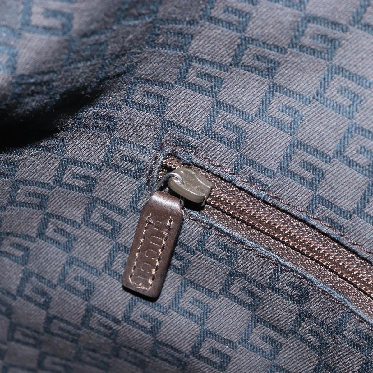 GUCCI GG Canvas Shoulder Bag Dark Brown Silver 105648 Auth 166181