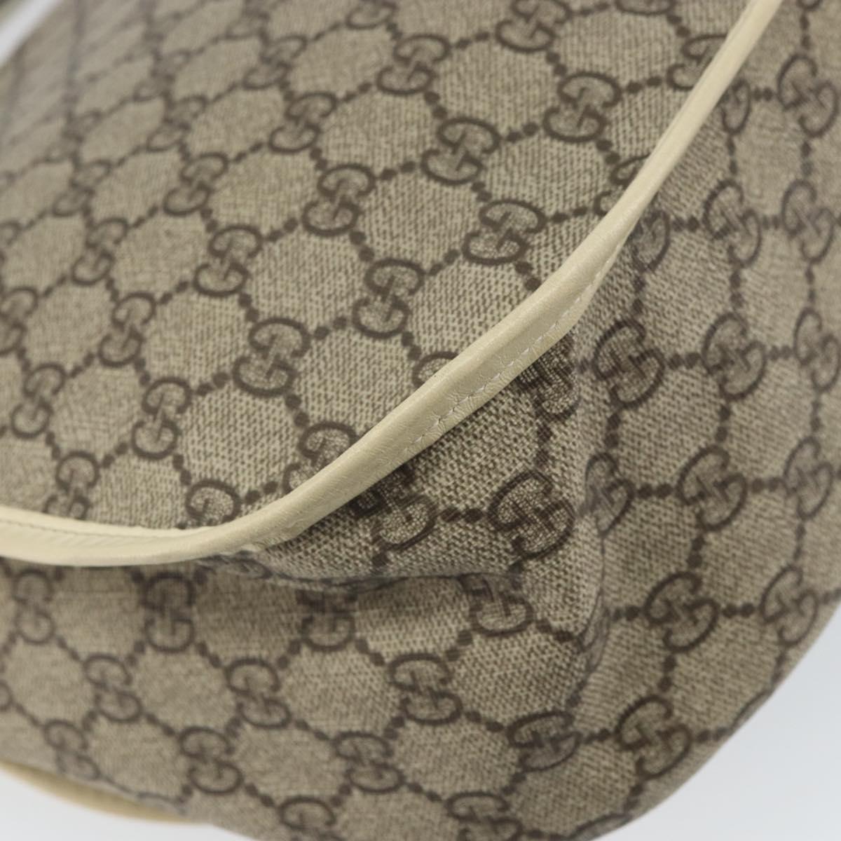 GUCCI GG Supreme Shoulder Bag PVC Beige Gold 201732 Auth 166189