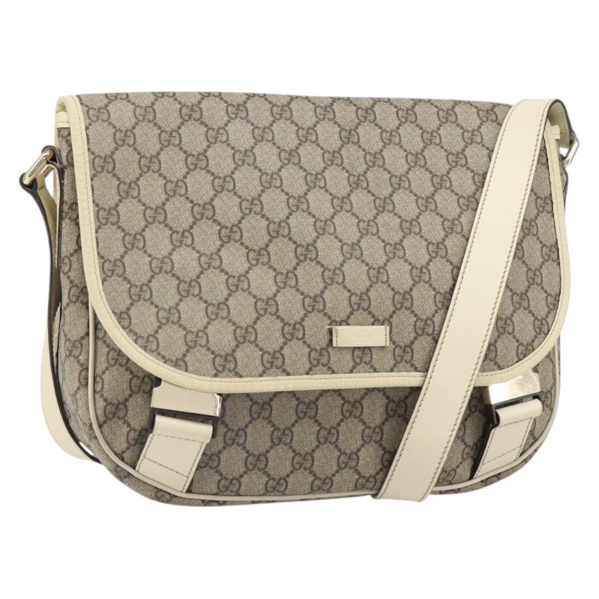 GUCCI GG Supreme Shoulder Bag PVC Beige Gold 201732 Auth 166189