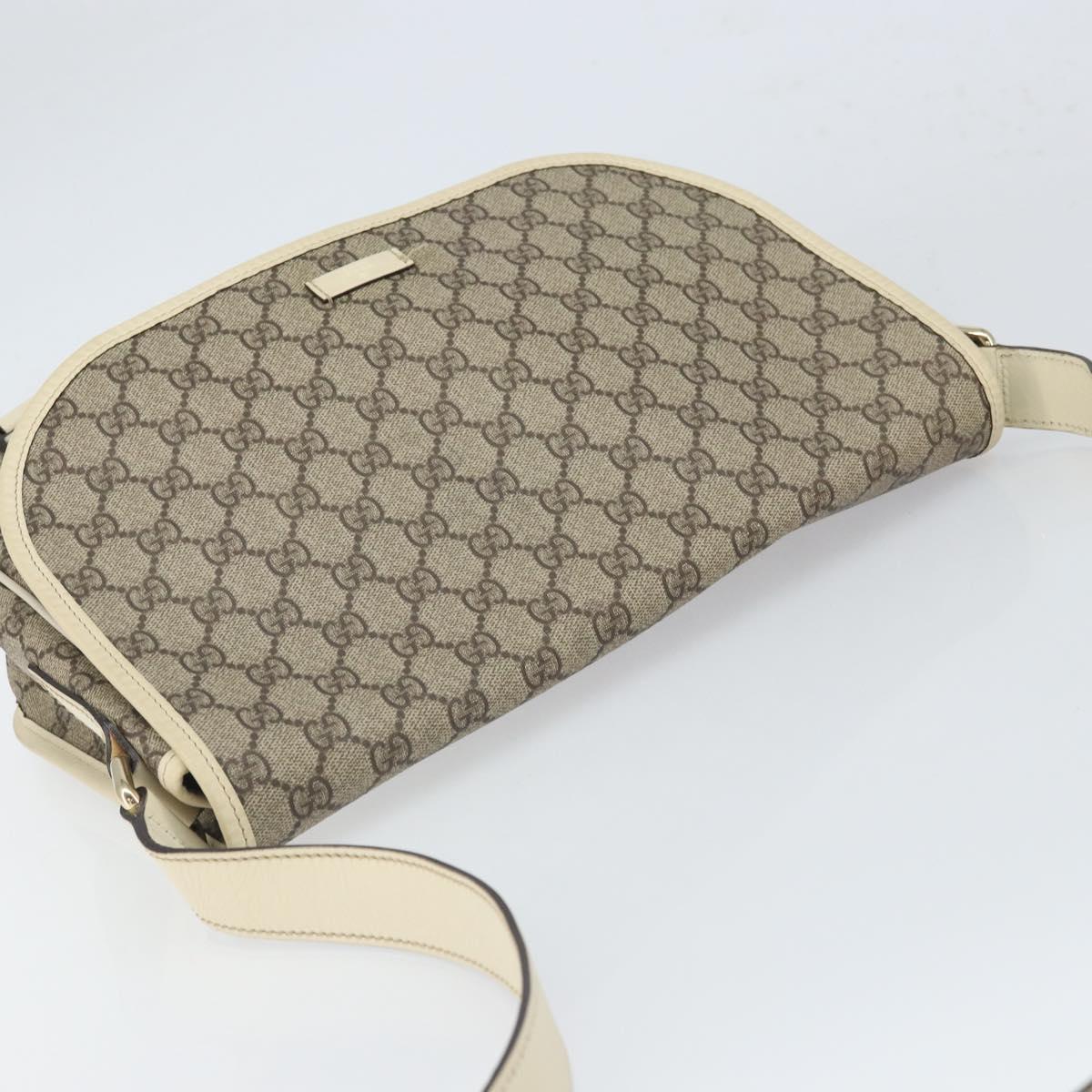GUCCI GG Supreme Shoulder Bag PVC Beige Gold 201732 Auth 166189