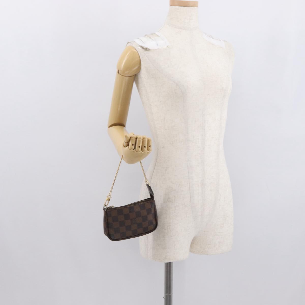 LOUIS VUITTON Damier Ebene Mini Pochette Accessoires Pouch N58009 Auth 166200A