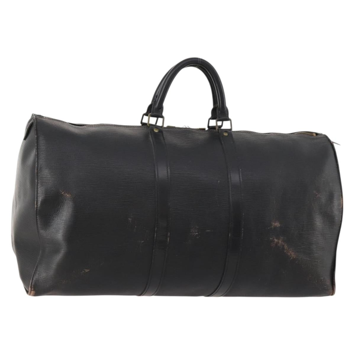 LOUIS VUITTON Epi Keepall 55 Boston Bag Noir Black M42952 LV Auth 166220