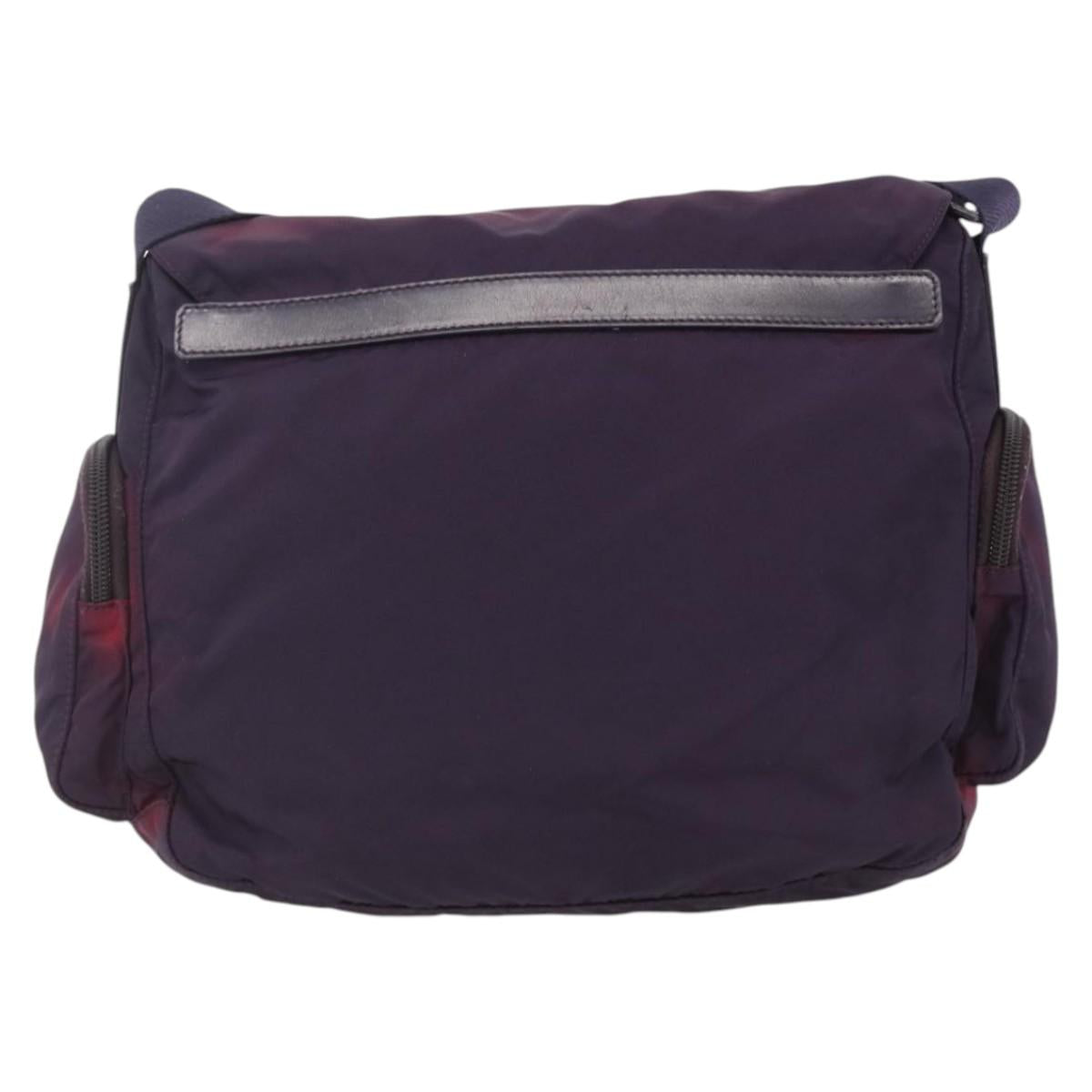 PRADA Shoulder Bag Nylon Purple Silver Auth 166221