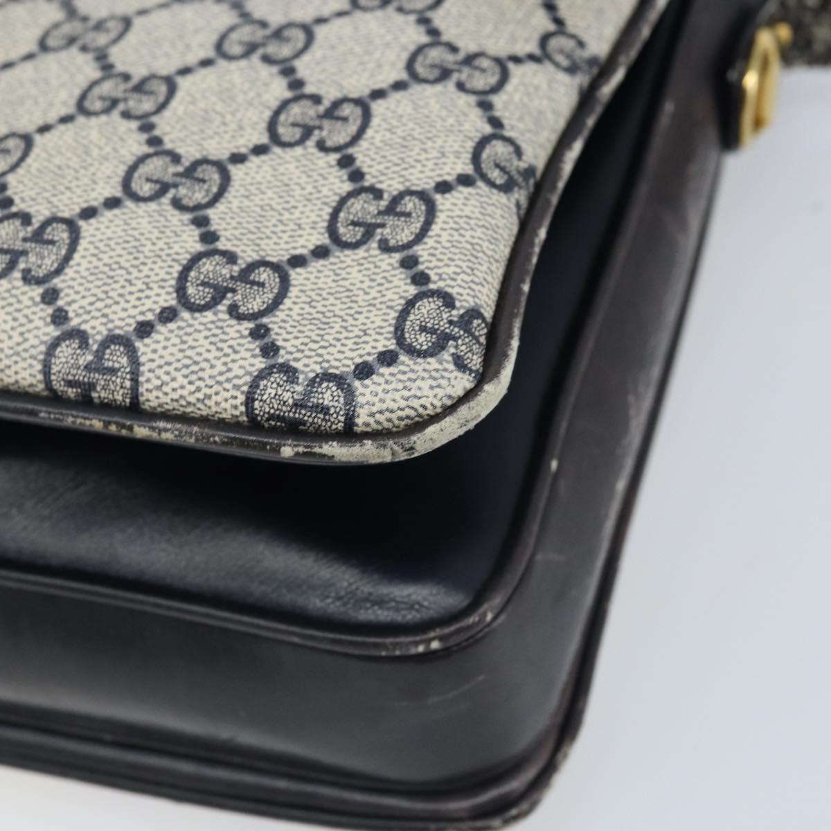 GUCCI GG Supreme Shoulder Bag PVC Navy Gold 001 16 4084 Auth 166222