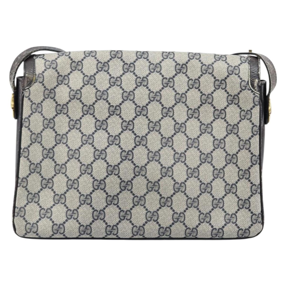 GUCCI GG Supreme Shoulder Bag PVC Navy Gold 001 16 4084 Auth 166222