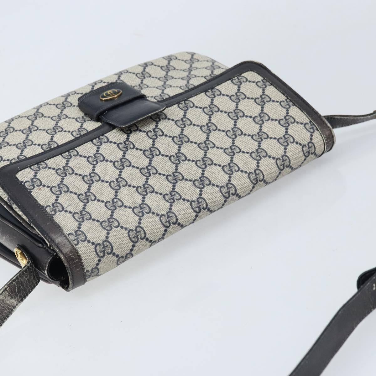 GUCCI GG Supreme Shoulder Bag PVC Navy Gold 001 16 4084 Auth 166222