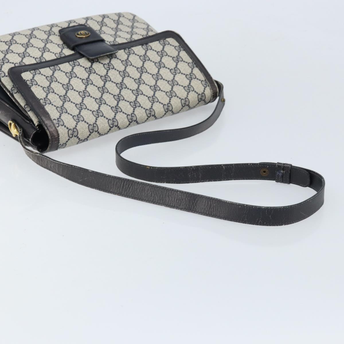 GUCCI GG Supreme Shoulder Bag PVC Navy Gold 001 16 4084 Auth 166222