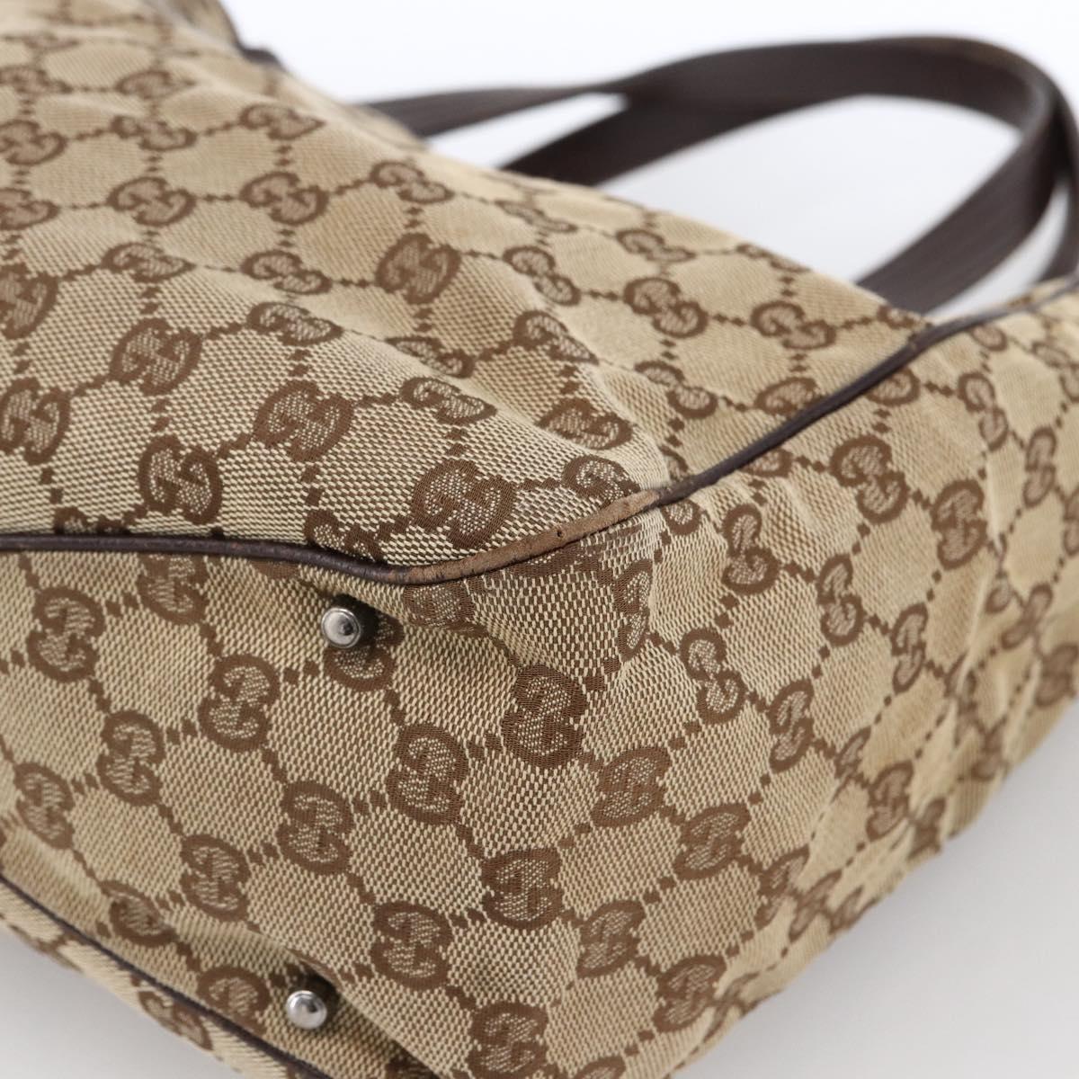 GUCCI GG Canvas Tote Bag Beige Silver 113017 Auth 166224