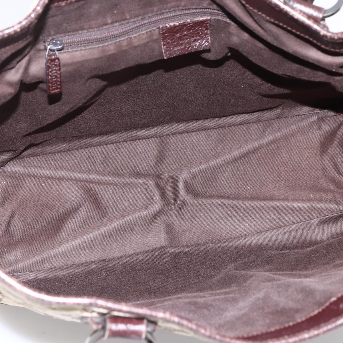 GUCCI GG Canvas Tote Bag Beige Silver 113017 Auth 166224