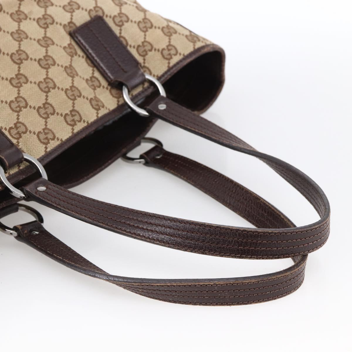GUCCI GG Canvas Tote Bag Beige Silver 113017 Auth 166224