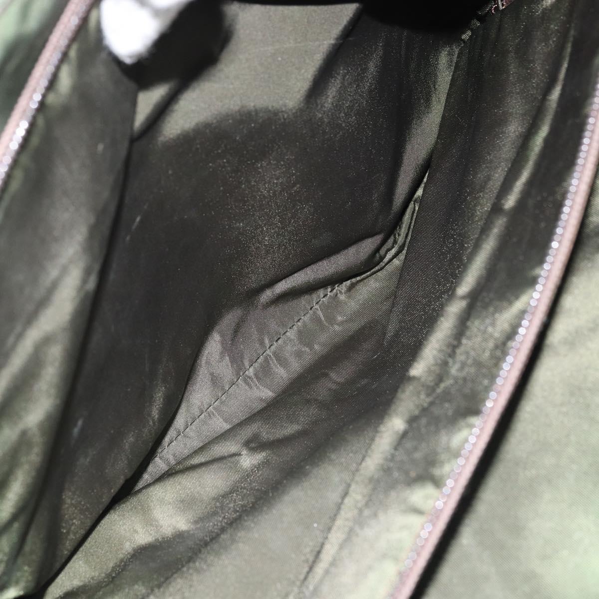 PRADA Hand Bag Nylon Khaki Silver Auth 166225