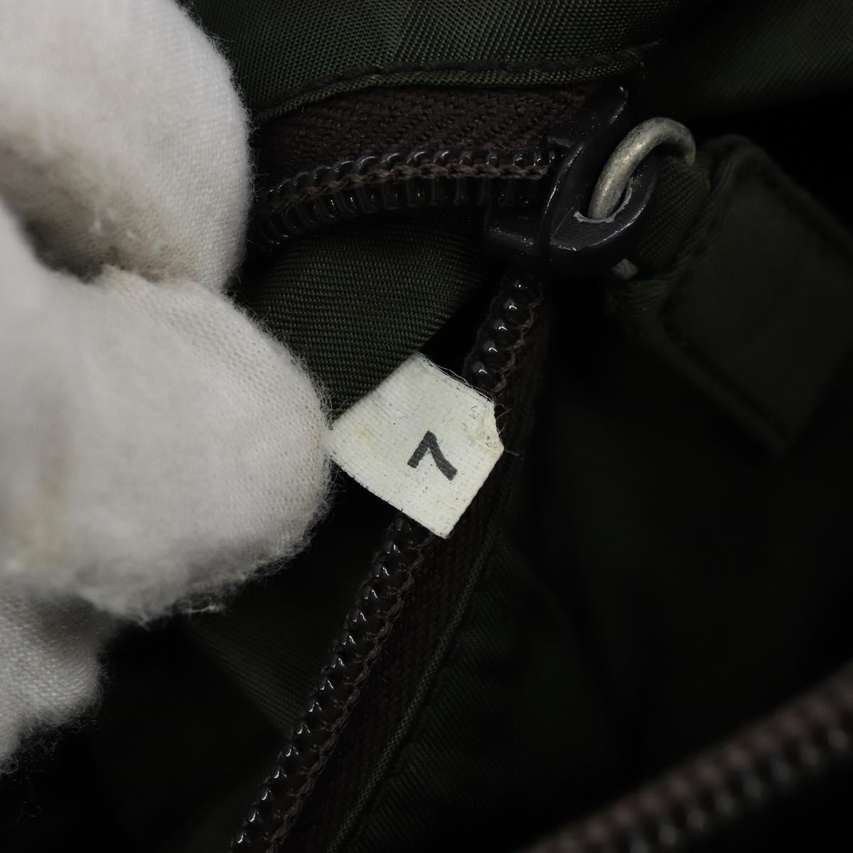 PRADA Hand Bag Nylon Khaki Silver Auth 166225