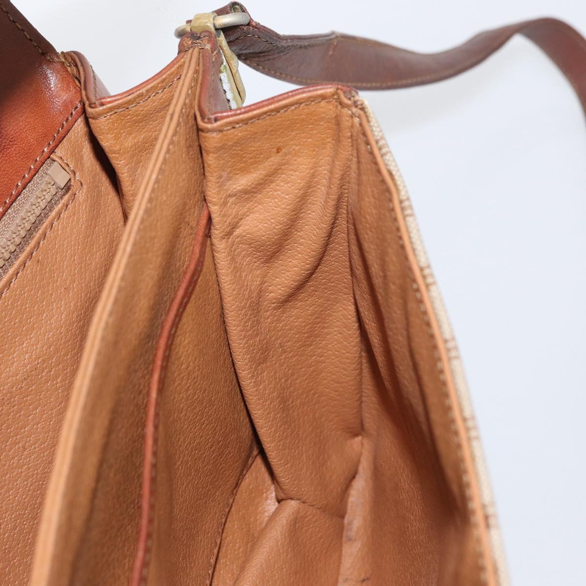 CELINE Macadam Canvas Shoulder Bag PVC Beige Gold Auth 166227
