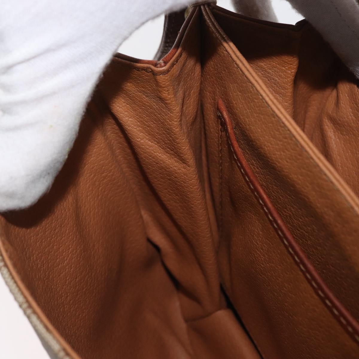 CELINE Macadam Canvas Shoulder Bag PVC Beige Gold Auth 166227