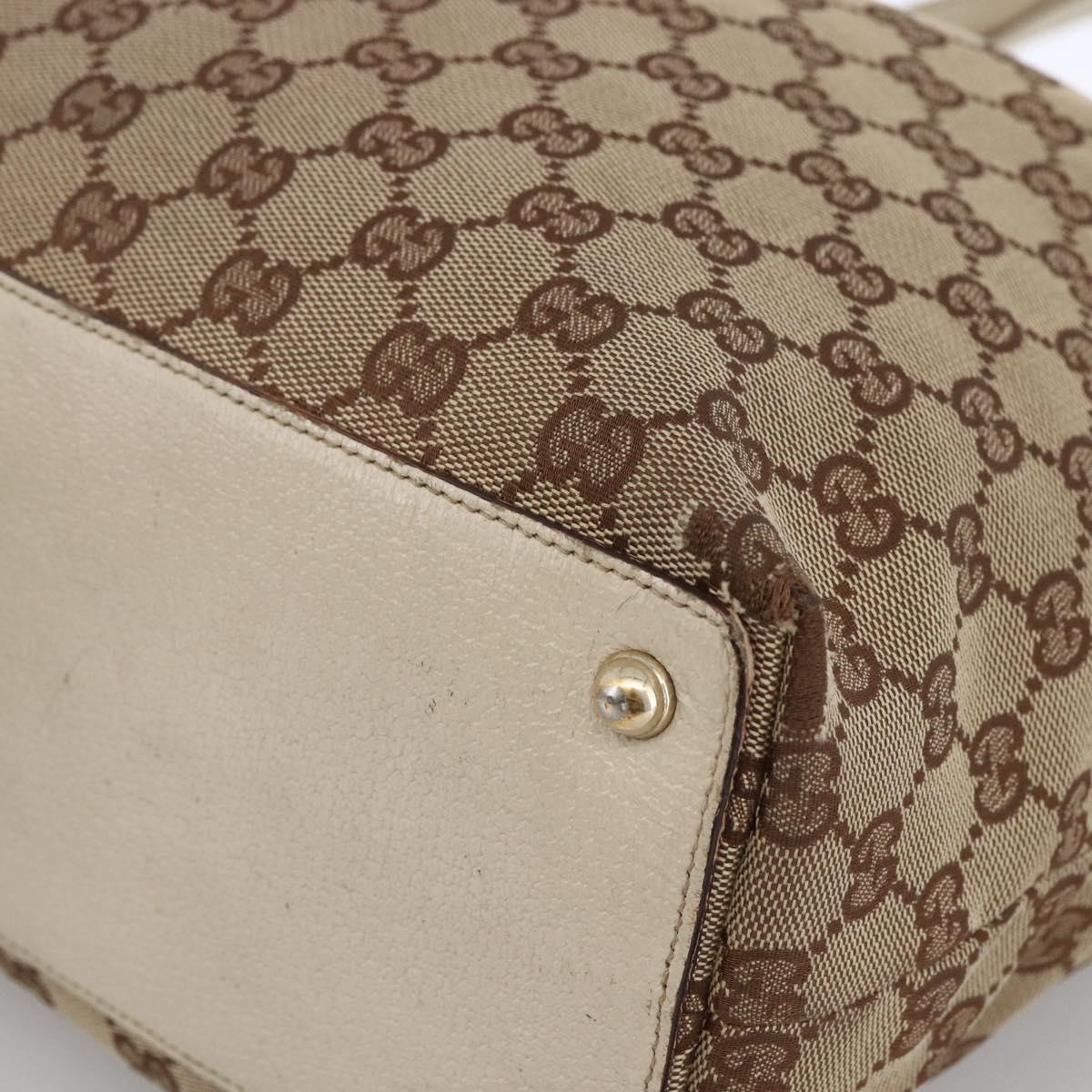 GUCCI GG Canvas Tote Bag Beige Gold 120836 Auth 166234