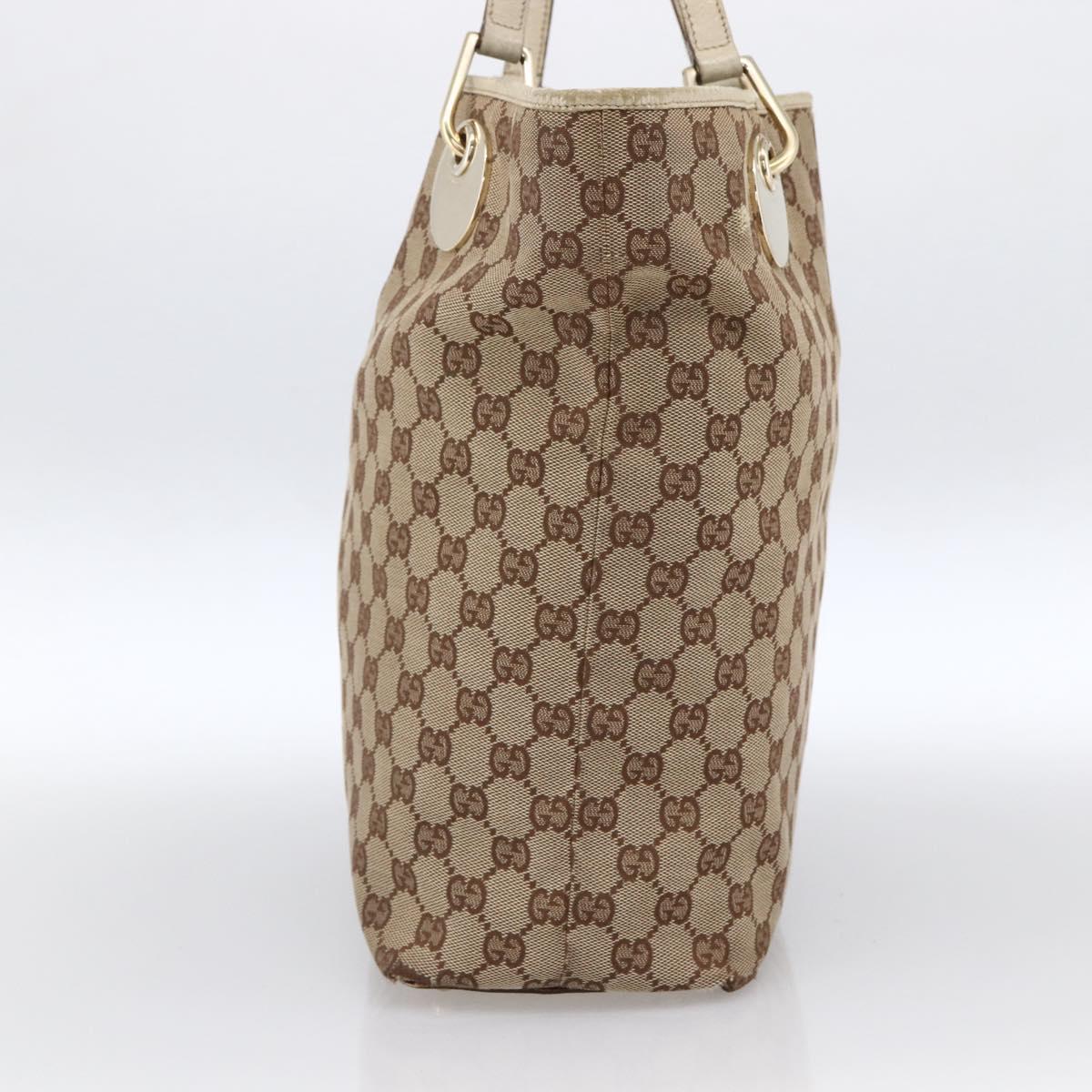 GUCCI GG Canvas Tote Bag Beige Gold 120836 Auth 166234