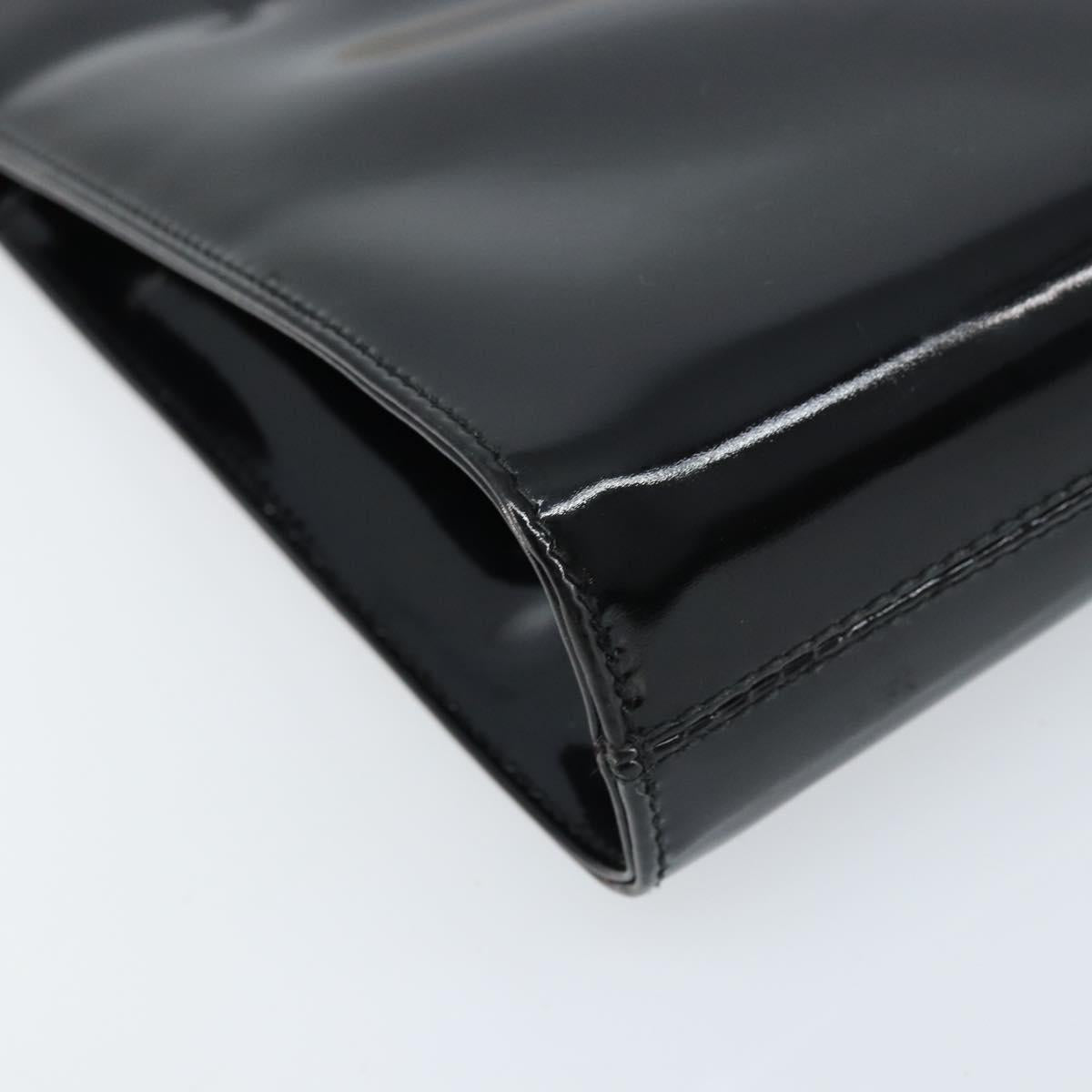 Salvatore Ferragamo Gancini Chain Bag Patent leather Black Gold Auth 166240