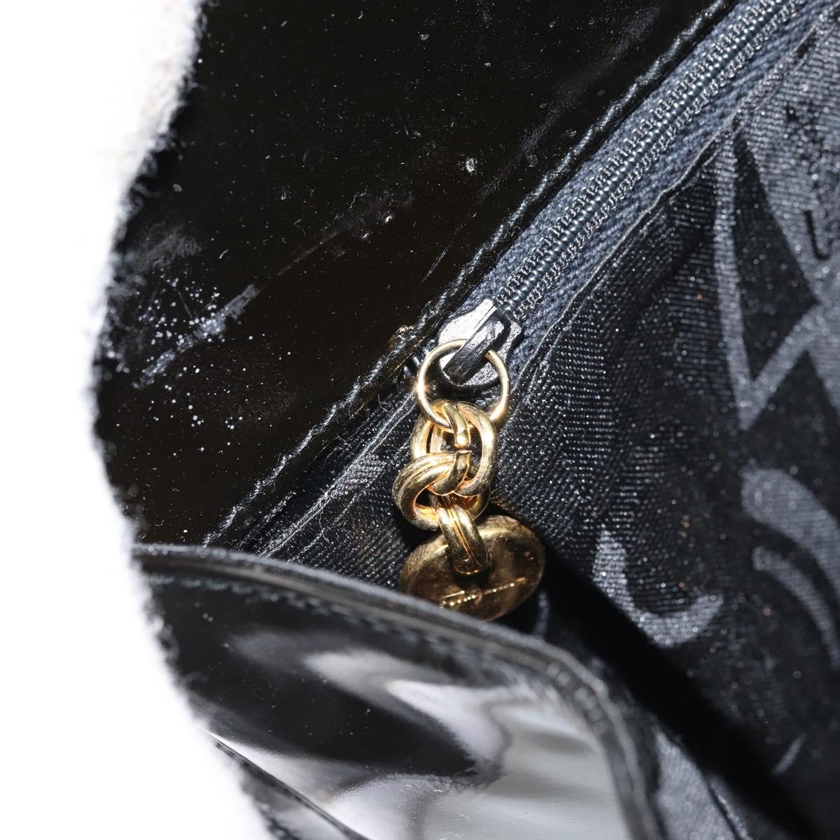 Salvatore Ferragamo Gancini Chain Bag Patent leather Black Gold Auth 166240