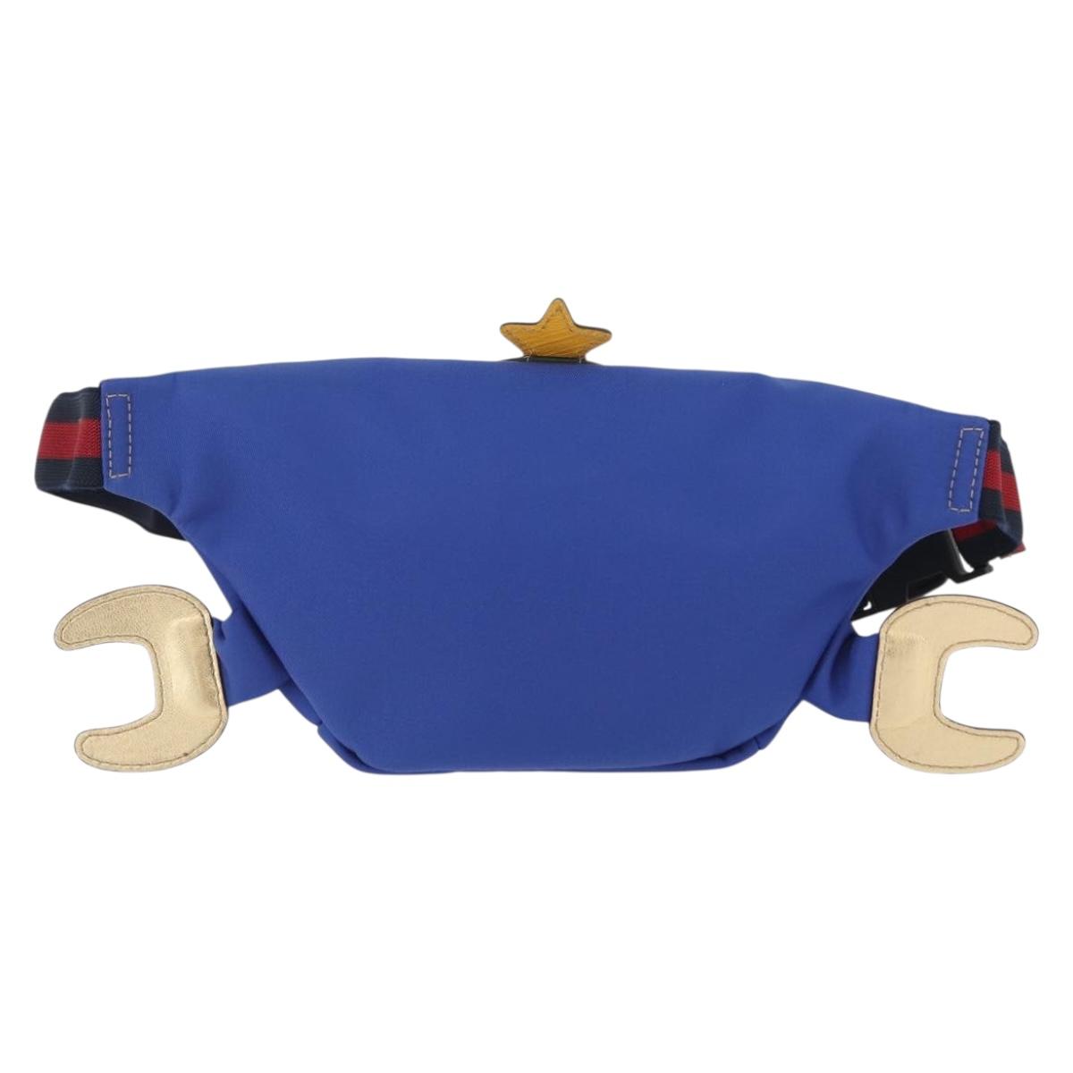 GUCCI Children Waist bag Nylon Blue Silver 550771 Auth 166242M