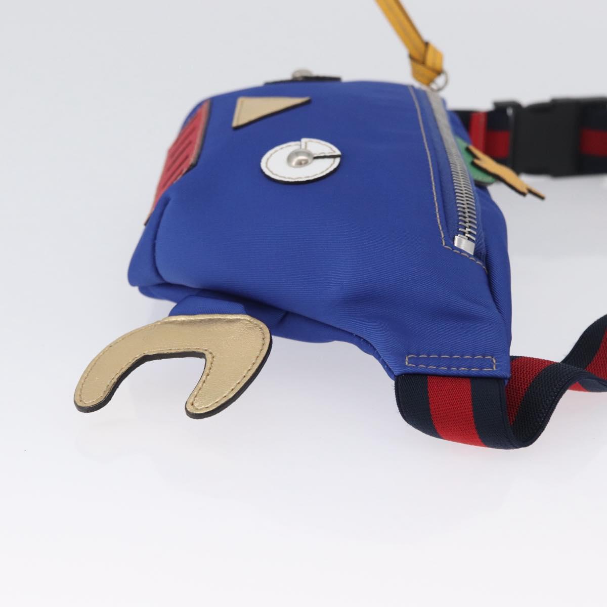 GUCCI Children Waist bag Nylon Blue Silver 550771 Auth 166242M