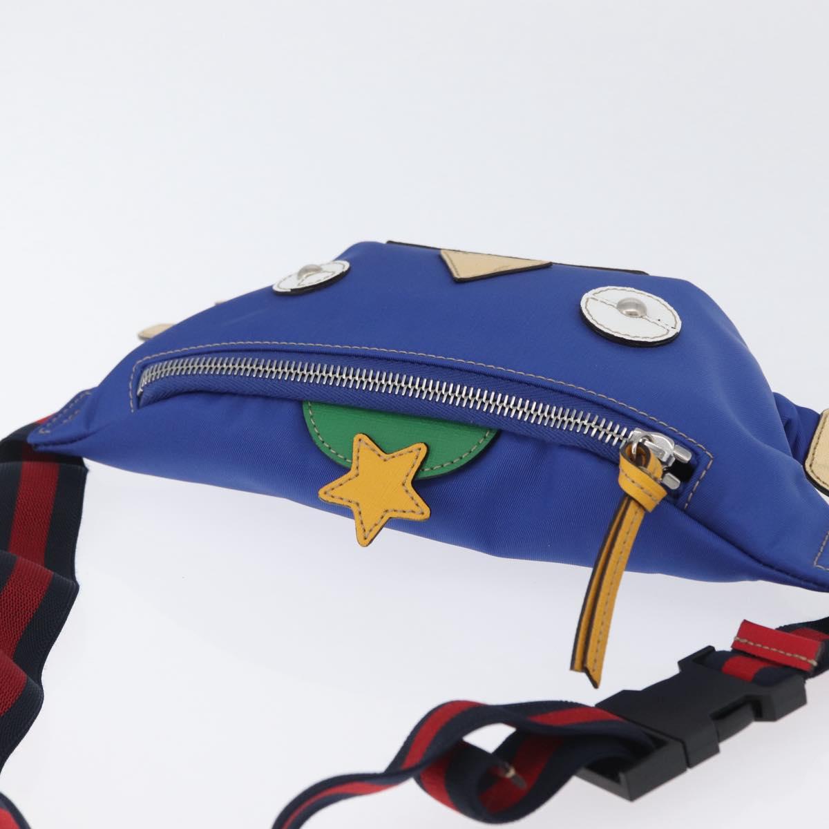 GUCCI Children Waist bag Nylon Blue Silver 550771 Auth 166242M