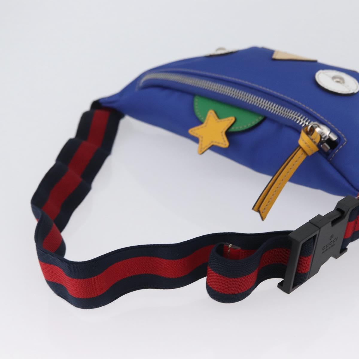 GUCCI Children Waist bag Nylon Blue Silver 550771 Auth 166242M
